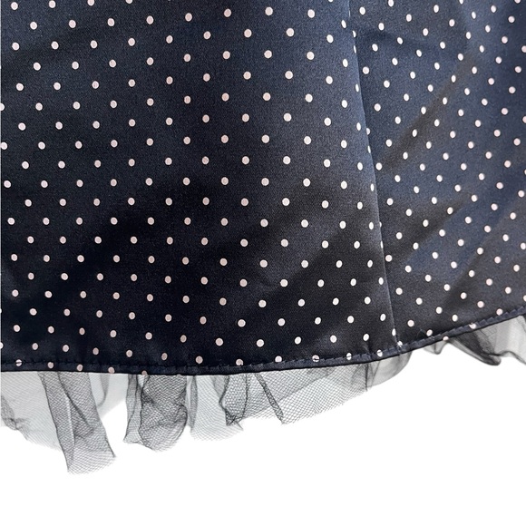 Vintage Gunne Sax Jessica McClintock Size 3/4 Polka Dot Satin  Fit Flare Goth - Picture 8 of 12